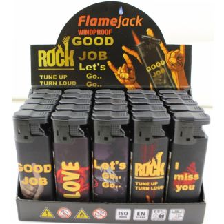 Wholesale Flamejack Windproof Lighters "Rock Design"- Assorted