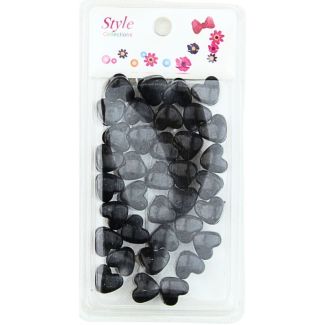 35pcs Black Heart Shaped Plastic Hair Braiding Beads - 1cm x 1.5cm