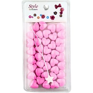 35pcs Pink Heart Shaped Plastic Hair Braiding Beads - 1cm x 1.5cm