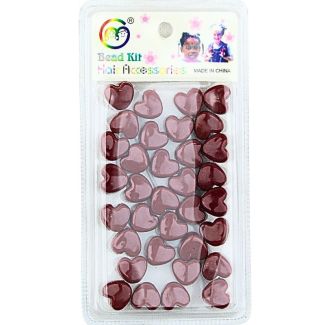 35pcs Maroon Heart Shaped Plastic Hair Braiding Beads - 1cm x 1.5cm