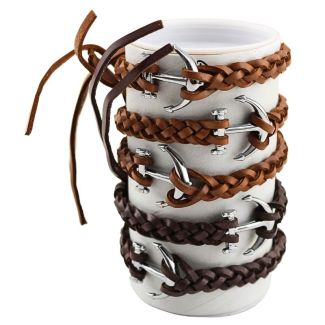 Wholesale Leather Bracelet - Anchor Design (12 Pieces)
