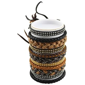 Wholesale Leather Bracelet - Assorted Designs (12 Pieces)