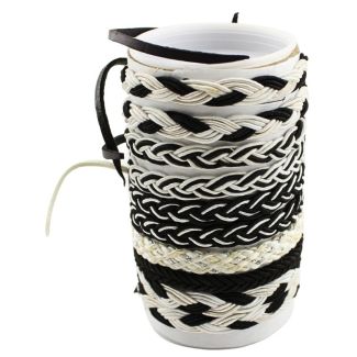Wholesale Leather Bracelet - Black & White Design B (12 Pieces)
