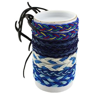 Wholesale Leather Bracelet - Blue Design B (12 Pieces)
