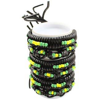 Wholesale Leather Bracelet - Jamaican Design B (12 Pieces)