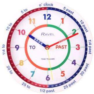 Wholesale Ravel Kids Time Teacher Wall Clock 25cm - White