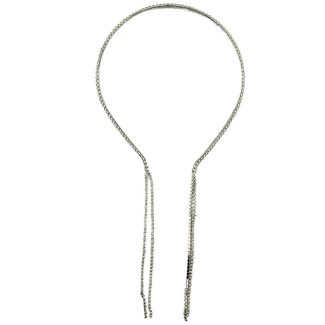 Silver Diamante 1 Row Metal Aliceband with Chain Tassel - 0.5cm Wide