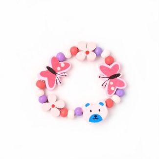 Girls Wooden Teddy Beaded Bracelet 