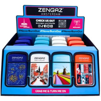 Zengaz Mini Cube Jet Flame Refillable Lighters -  Amsterdam  (Assorted - S1)