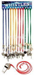 Wholesale Metal Whistles With Assorted Coloured Strings