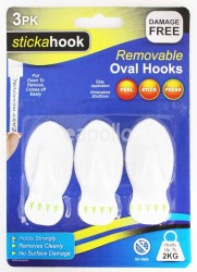 Stickahook Self Adhesive Removable Oval Hooks