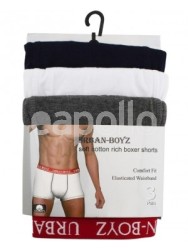 Men's Plain Cotton Rich Boxer Shorts (3 Pack) - Medium