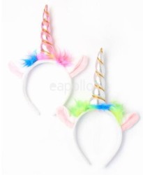 Unicorn Horn & Ears Headband With Neon Fur - Assorted Colours