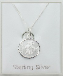 Sterling Silver Medium St Christopher Pendant Necklace (12mm)