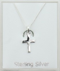 Sterling Silver Small Cross Pendant Necklace (13mm)