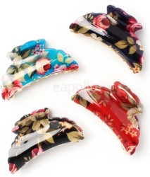 Bold Floral Printed Acrylic Clamp - Assorted 
