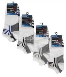 Men's Performax Pro White Trainer Socks (3 Pair Pack) - Striped Design (6-11)