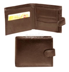 Leather RFID Bifold Wallet With Stud Closure - Brown 