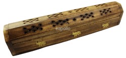 Wooden Incense Holder Storage Box - Elephant Brass Inlay 12''