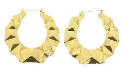 Gold Pyramid Patterned Earrings - 7.5cm