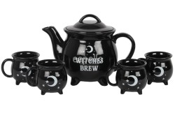 Wholesale Witches Brew Cauldron Black Ceramic Tea Set 