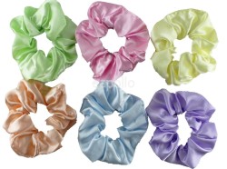 Wholesale Satin Scrunchies In Pastel Colours - Assorted 