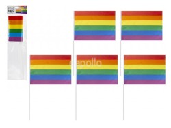Rainbow Hand Flag (Pack of 5) - 12" x 8"