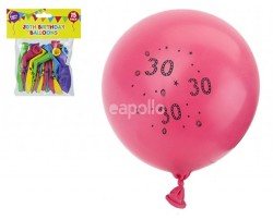 Wholesale 30th Birthday Balloons 9" (Nitrosamine Free) - 15pcs 