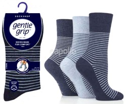 Ladies Striped Design Gentle Grip Socks 