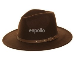 Mens Brown Wide Brim Trilby With Studded Belt Band (Assorted Sizes)