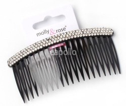 Wholesale Black Side Combs With 3 Row Diamante Stones - 10cm 