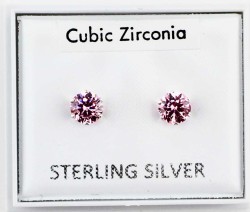 Wholesale Sterling Silver CZ Pink Claw Round Ear Stud-5mm