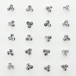 Sterling Silver 3 Flower Design Nose Wires - Clear (3mm)