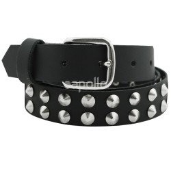 Leather 2 Row Conical Studded Belt Black (Thin M) Wholesale