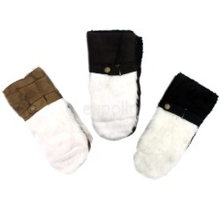 Wholesale Ladies Suede Mitten Fingerless Gloves - Assorted Colours
