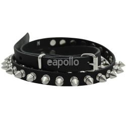 Leather 1 Row Spiked Belt Black (Thin M) Wholesale