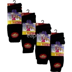 Wholesale Ladies Black Warm Winter Thermal Socks (3 Pair Pack) - Asst.