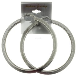 Silver Basic Pattern Hoop Earrings - 9cm