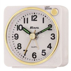 Wholesale Ravel Quartz Mini Alarm Clock - White/Gold