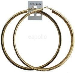 Gold Large Hole Design Hoop Earrings - 12cm