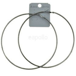 Silver Thin Pattern Hoop Earrings - 12cm
