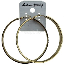 Gold Diamante Design Hoop Earrings - 6.5cm