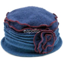 Wholesale Ladies Wool Vintage Cloche Hat - Rose - Blue
