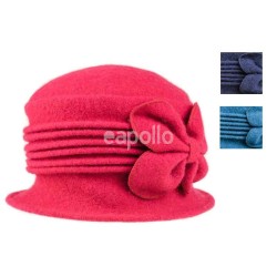 Wholesale Ladies Crushable Wool Hat With Flower Detail