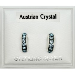 Austrian Crystal Semi Hoop Earrings Assorted - 9mm