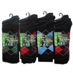 Men's  Bamboo Black Socks argyle Design (3 Pack) - Asst