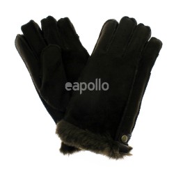 Mens Gloves With Fur Rim-Brown And Black