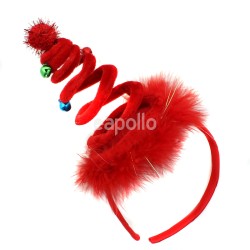 Christmas Tree Design Headband with Jingle Bells - Red