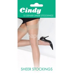 Cindy's 15 Denier Sheer Stockings - Barely Black (One Size)