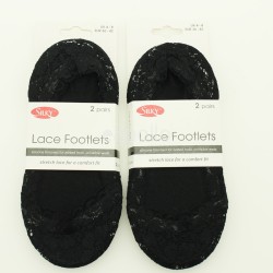 Lace Net Black Footlets (Pack of 2)